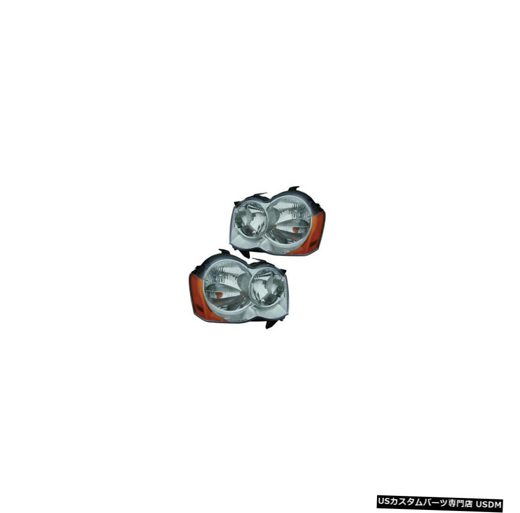 ヘッドライト 2008-2010 Jeep Grand Cherokee Driver & Passenger Side Headlights Lamps Pair Set 【並行輸入品】