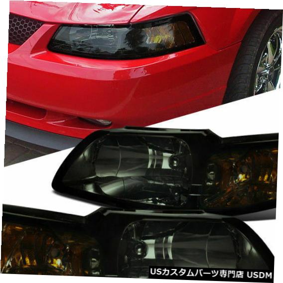 Turn Signal Lamp 99-04フォードマスタングGT交換用スモークヘッドライト+ Cor nerターンシグナルランプペア 99-04 Ford Mustang GT Replacement Smoke Headlights+Corner Turn Signal Lamps Pair 【並行輸入品】