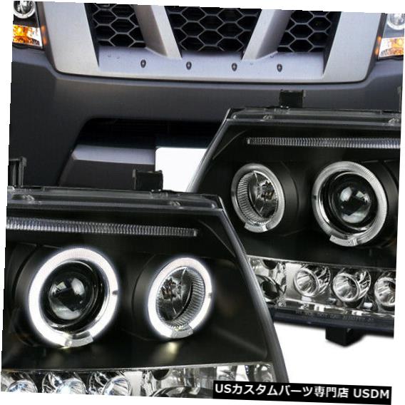 Turn Signal Lamp 日産05-12 Xterra LEDハロープロジェクターヘッドライト駆動ヘッドランプブラック For Nissan 05-12 Xterra LED Halo Projector Headlights Driving Head Lamps Black 【並行輸入品】