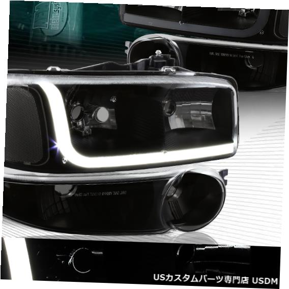 Headlight ブラッククリアDRL LEDスモークヘッドライト+バム PER 4PC FIT 01-06 GMC YUKON 1500 DENALI BLACK CLEAR DRL LED SMOKE HEADLIGHTS+BUMPER 4PC FIT 01-06 GMC YUKON 1500 DENALI 【並行輸入品】