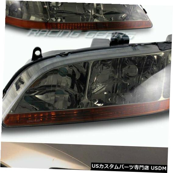 Headlight クロームハウジングの煙レンズのヘッドライトW /アンバーの反射器の適合98-02ホンダアコード CHROME HOUSING SMOKE LENS HEAD LIGHTS W/AMBER REFLECTOR FIT 98-02 HONDA ACCORD 【並行輸入品】
