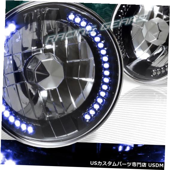 Headlight 7インチラウンドH6024 H6014 H6017ブラックハウジングブルーLEDリングシールビームヘッドライト 7\