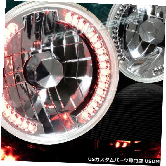 Headlight 7インチラウンドH6024 H6014 H6017クロームハウジング赤色LEDリングシールビームヘッドライト 7\
