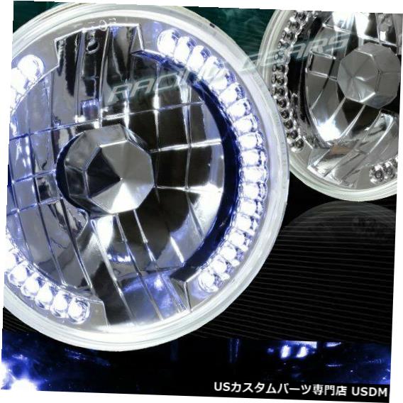 Headlight 7インチラウンドH6024 H6014 H6017クロームハウジングブルーLEDリングシールビームヘッドライト 7\