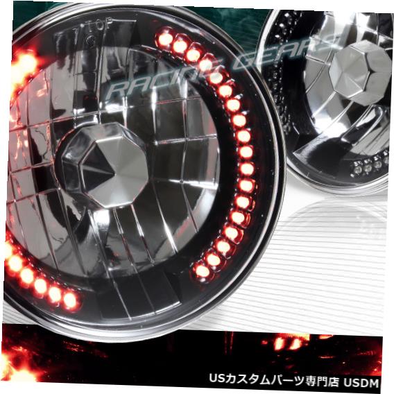 Headlight 7インチラウンドH6024 H6014 H6017ブラックハウジングレッドLEDリングシールビームヘッドライト 7\