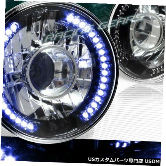 Headlight 7インチラウンドH6024 H6014 H6017ブラックハウジングブルーLEDリングプロジェクターヘッドライトランプ 7\
