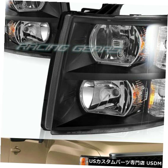 Headlight アンバーリフレクターヘッドライト付きブラックハウジングフィット07-13 CHEVY SILVERADO 1500 2500 BLACK HOUSING W/AMBER REFLECTOR HEADLIGHTS FIT 07-13 CHEVY SILVERADO 1500 2500 【並行輸入品】