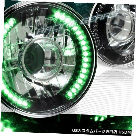 Headlight 7インチラウンドH6024 H6014 H6017ブラックハウジンググリーンLEDリングプロジェクターヘッドライト 7\