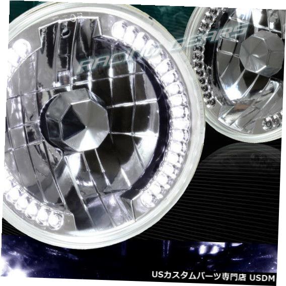 Headlight 7インチラウンドH6024 H6014 H6017クロームハウジングホワイトLEDリングシールビームヘッドライト 7\