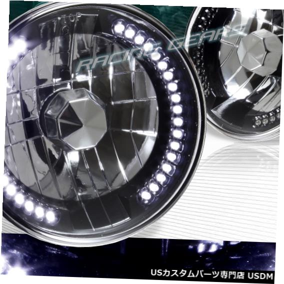 Headlight 7インチラウンドH6024 H6014 H6017ブラックハウジングホワイトLEDリングシールビームヘッドライト 7\
