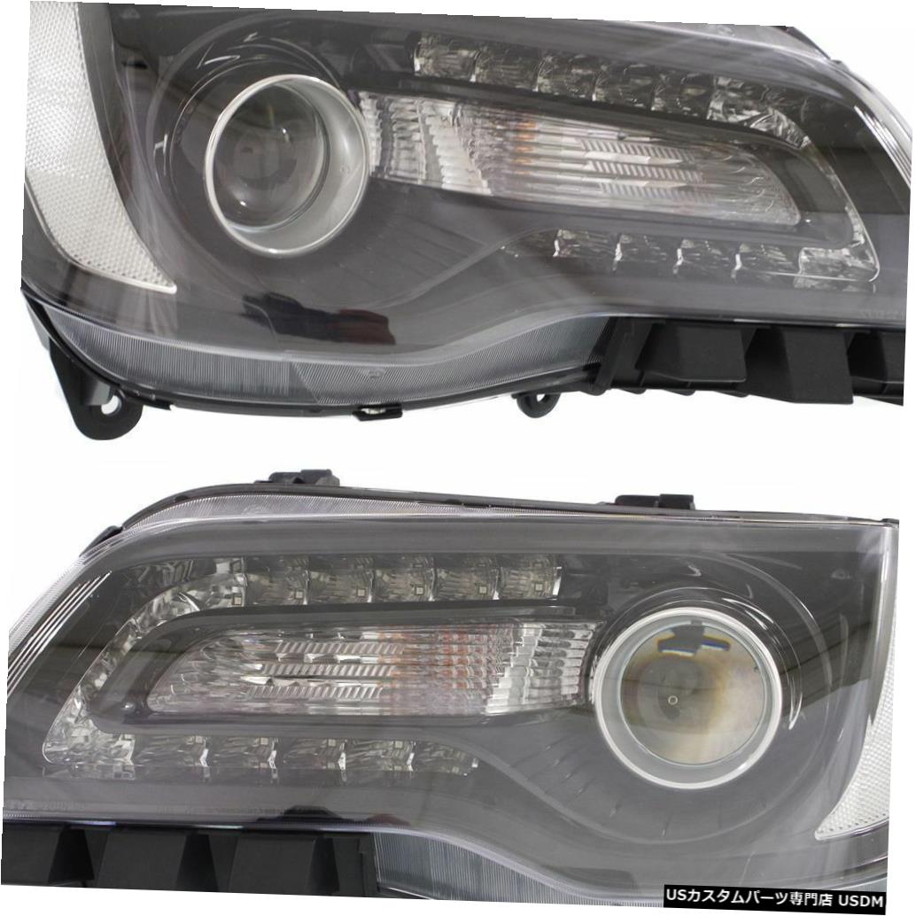 Headlight クライスラー300 2015-2016ブラックヘッドライトヘッドライトフロントランプハロゲンペアセット CHRYSLER 300 2015-2016 BLACK HEADLIGHTS HEAD LIGHTS FRONT LAMPS HALOGEN PAIR SET 【並行輸入品】