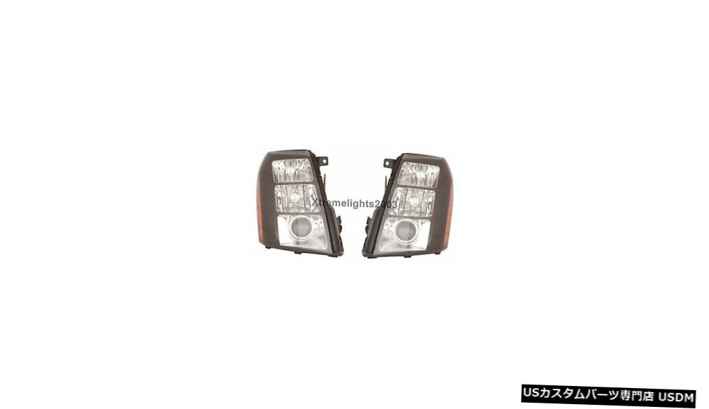 Headlight キャデラックエスカレード2013 2014ペアブラックHIDヘッドライトヘッドランプライト CADILLAC ESCALADE 2013 2014 PAIR BLACK HID HEADLIGHTS HEAD LAMPS LIGHTS 【並行輸入品】