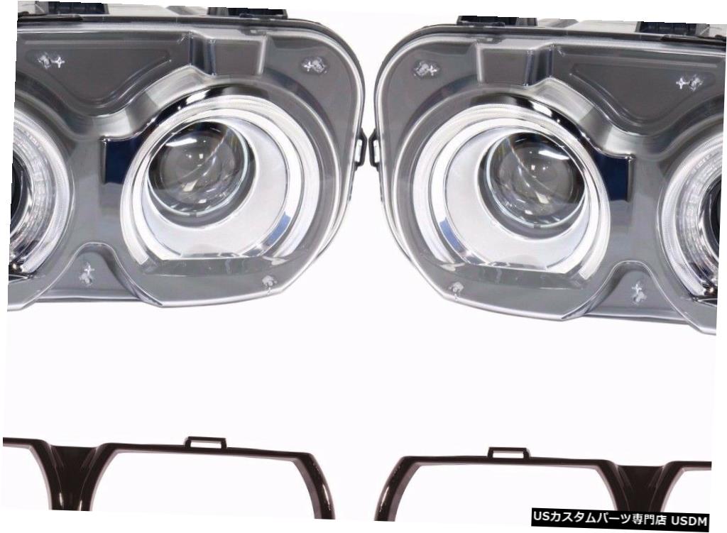 Headlight ダッジチャレンジャー2015-2019ハロゲンヘッドライトヘッドランプライトトリムベゼルペア DODGE CHALLENGER 2015-2019 HALOGEN HEADLIGHTS HEAD LAMPS LIGHTS TRIM BEZELS PAIR 【並行輸入品】