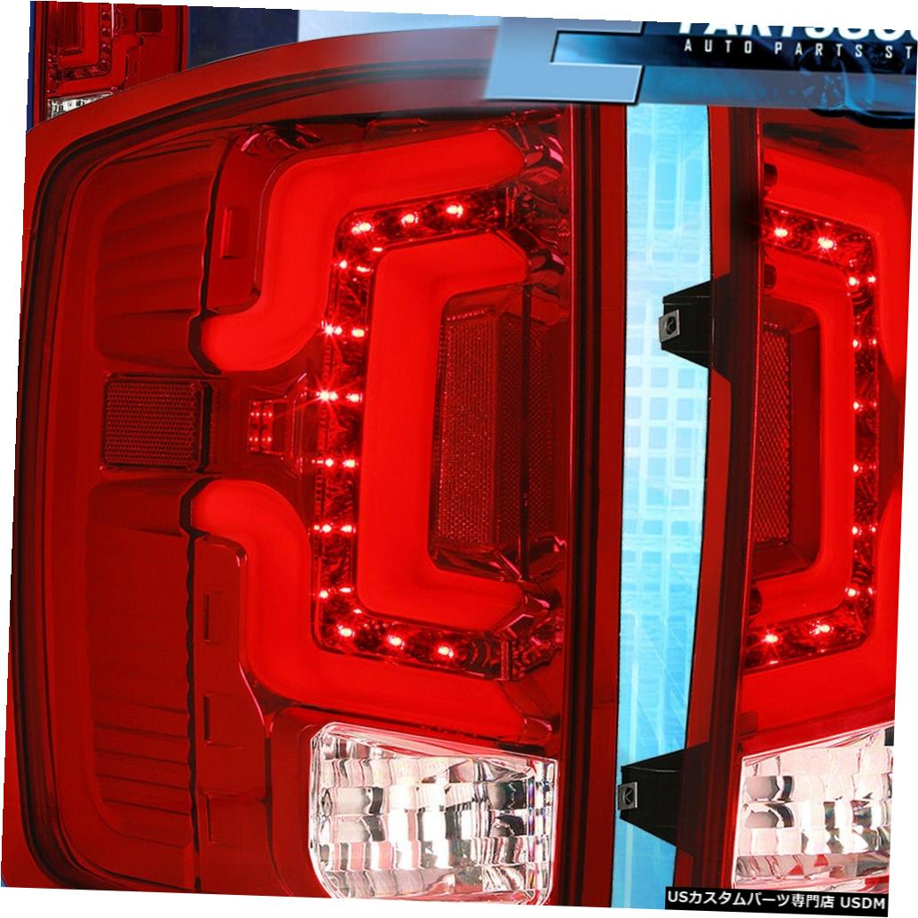 テールライト 14-18シボレーシルバラードLEDテールライトブレーキランプクロームハウジング赤レンズ用 For 14-18 Chevy Silverado LED Tail Lights Brake Lamps Chrome Housing Red Lens 【並行輸入品】
