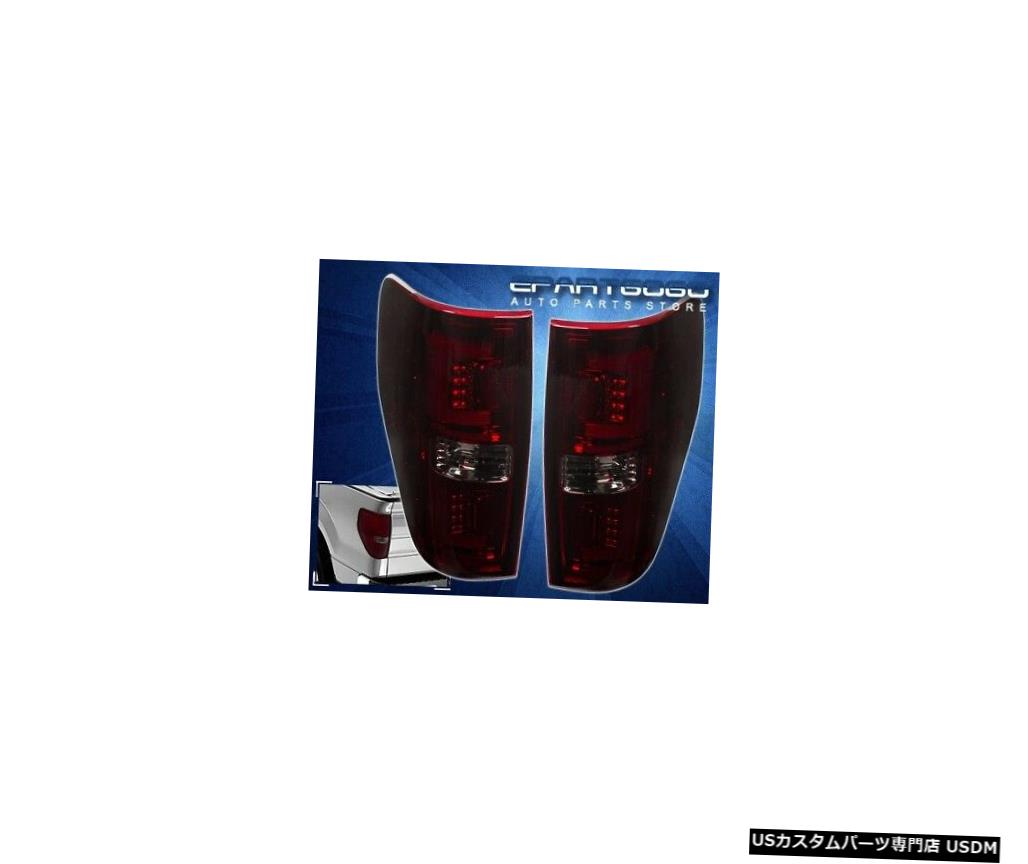 テールライト 09-2014フォードF150ピックアップスモークレッドレンズ「C」チューブLedテールライトブレーキランプ用 For 09-2014 Ford F150 Pickup Smoked Red Lens \