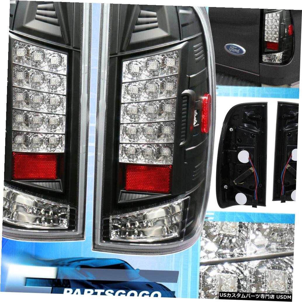 テールライト 1997-2003フォードF-150テールライトLedブラックハウジングクリアレンズリアランプペア For 1997-2003 Ford F-150 Tail Lights Led Black Housing Clear Lens Rear Lamp Pair 【並行輸入品】