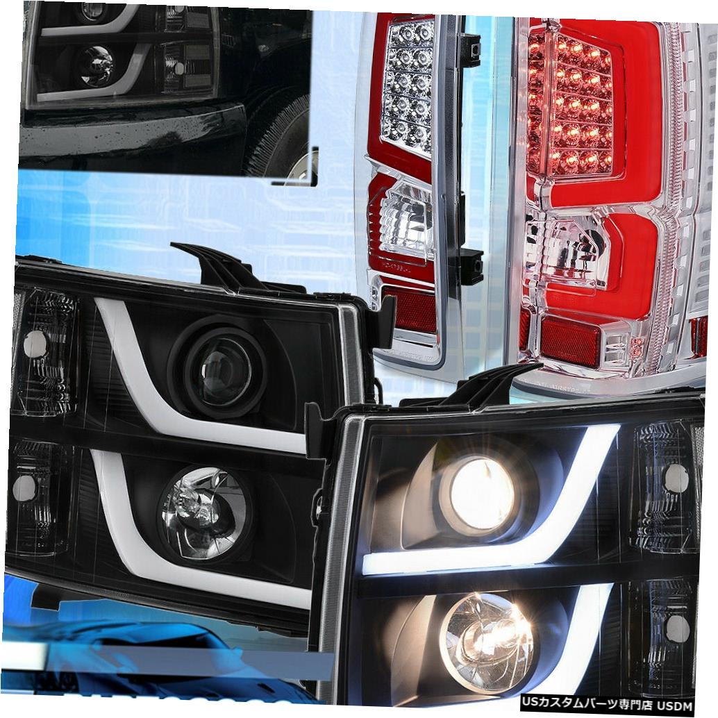 テールライト 07 13シルバラードledブラックヘッドライト クリア レッドledチューブテールライト