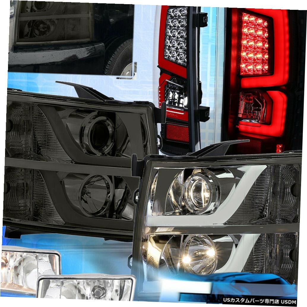 テールライト 07-13シルバラードリフレクタースモークヘッドライト赤LED BLKテールライト+霧をクリア For 07-13 Silverado Reflector Smoke Headlight Red LED BLK Tail Lights +Clear Fog 【並行輸入品】