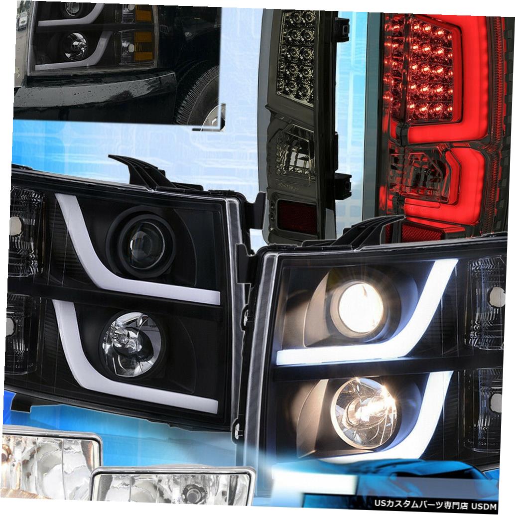 テールライト 07-13シボレーシルバラードブラックアンバーLed Drlヘッドライトテールライトフォグランプ For 07-13 Chevy Silverado Black Amber Led Drl Headlights Tail Lights Fog Light 【並行輸入品】