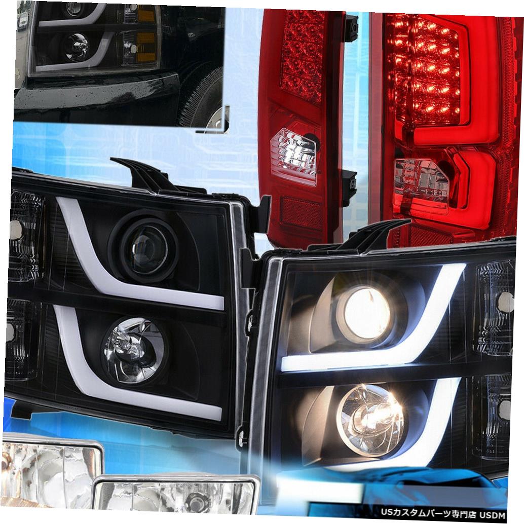 テールライト 07-13シルバラードブラックアンバーLed Drlヘッドライトクリアテールライトフォグランプ用 For 07-13 Silverado Black Amber Led Drl Headlights Clear Tail Lights Fog Light 【並行輸入品】