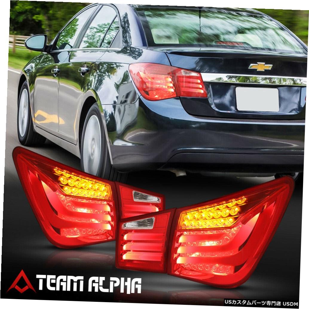 テールライト Fits 2010-2016 Chevy Cruze<NEON TUBE/LED SIGNAL>Red/Clear Brake Lamp Tail Light 【並行輸入品】