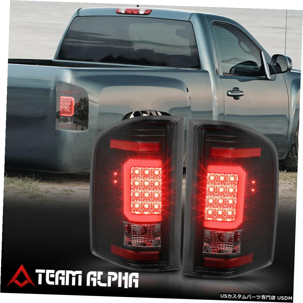テールライト Fits 2007-2014 Chevy Silverado <NEON TUBE LED C-BAR> Black/Smoke Tail Light Lamp 【並行輸入品】