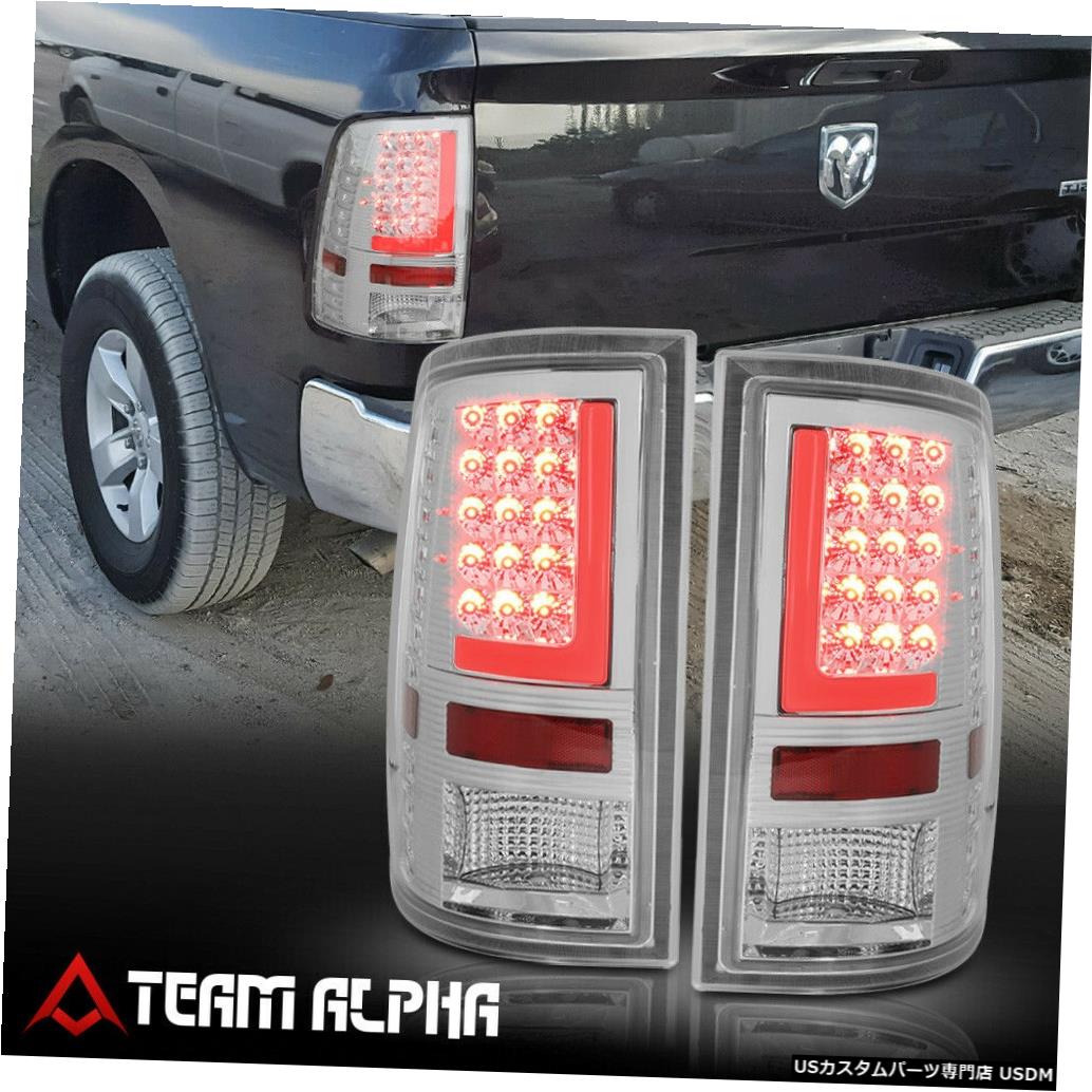 テールライト Fits 2009-2017 Dodge Ram <LED RED L-BAR> Chrome/Clear Brake Lamp Rear Tail Light 【並行輸入品】