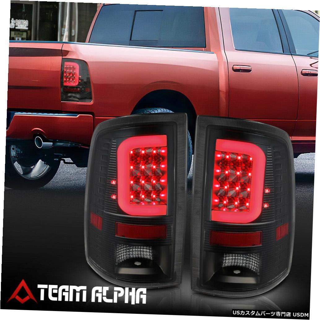 テールライト Fits 2009-2017 Dodge Ram <NEON TUBE LED C-BAR> Black/Smoke Brake Lamp Tail Light 【並行輸入品】
