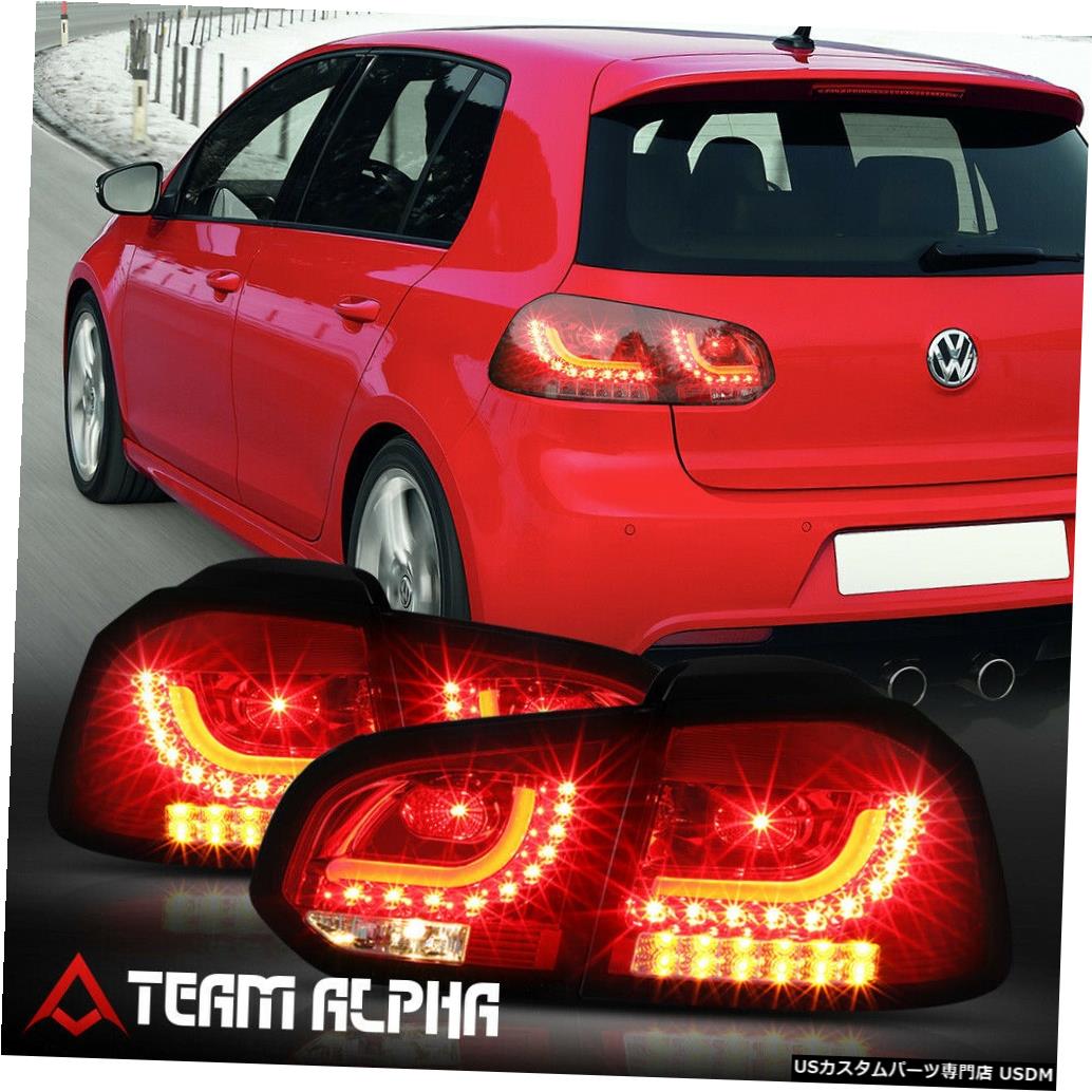 テールライト Fits 2010-2014 VW Golf<DUAL L NEON TUBE LED BAR>Red Smoke Brake Lamp Tail Light 【並行輸入品】