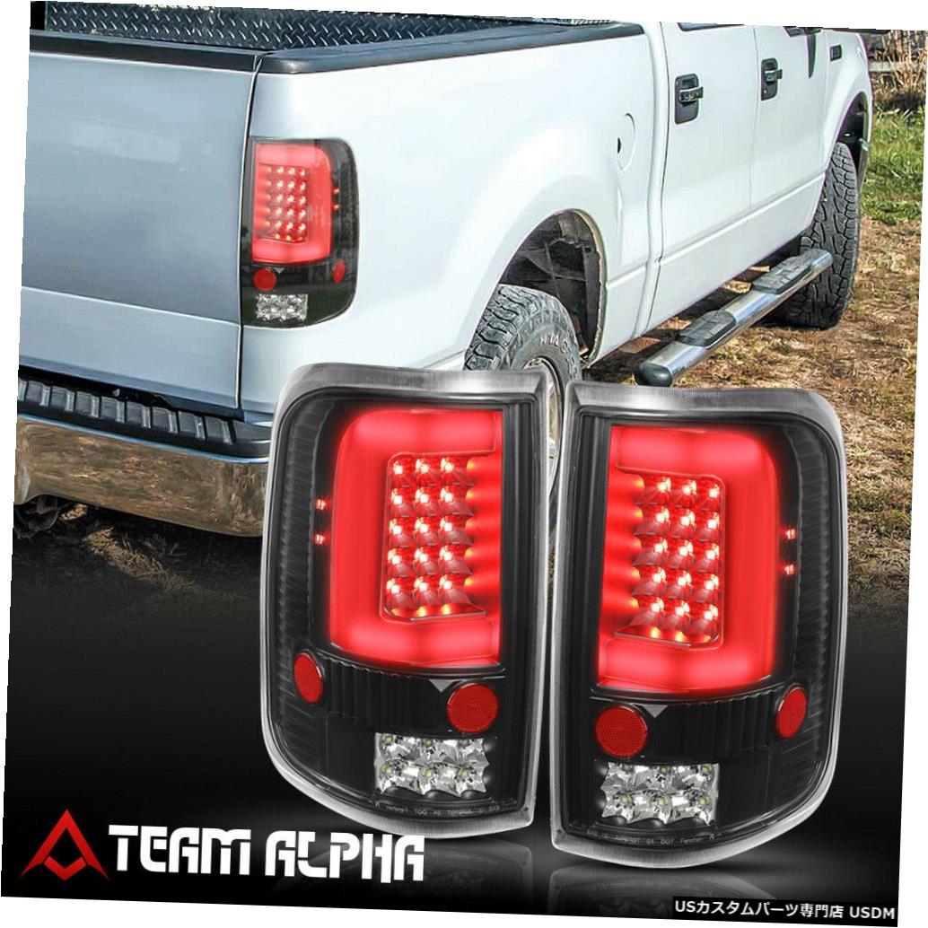 テールライト Fits 2004-2008 Ford F150 <NEON TUBE LED C-BAR> Black/Clear Brake Lamp Tail Light 【並行輸入品】