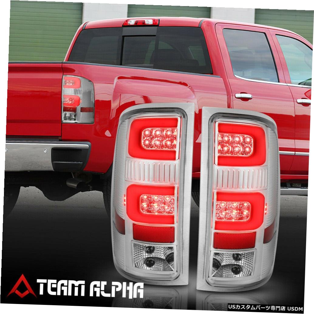 テールライト Fits 2007-2014 GMC Sierra <DUAL RED NEON TUBE LED C-BAR> Chrome/Clear Tail Light 【並行輸入品】 53,592円