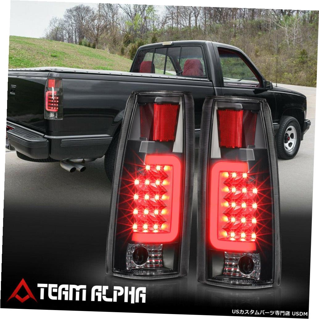 テールライト Fits 1988-2001 Chevy/GMC C10 C/K Pickup <LED C-BAR> Black/Clear Tail Light Lamp 【並行輸入品】