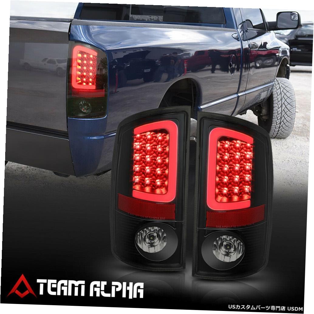 テールライト Fits 2002-2006 Dodge Ram <LED RED C-BAR> Black/Smoke Brake Lamp Rear Tail Light 【並行輸入品】