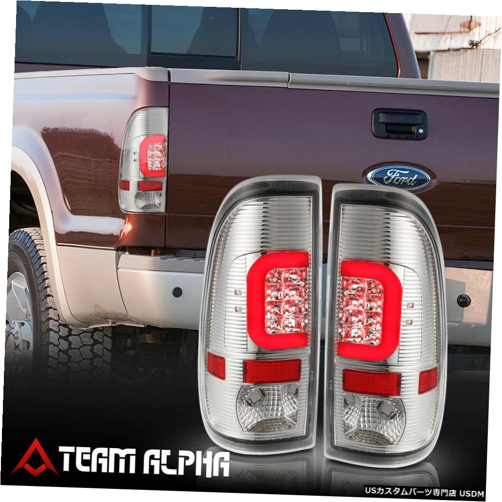 テールライト Fits 2008-2016 F250/F350/F450 SD<RED LED C-BAR>Chrome/Clear Rear Tail Light Lamp 【並行輸入品】