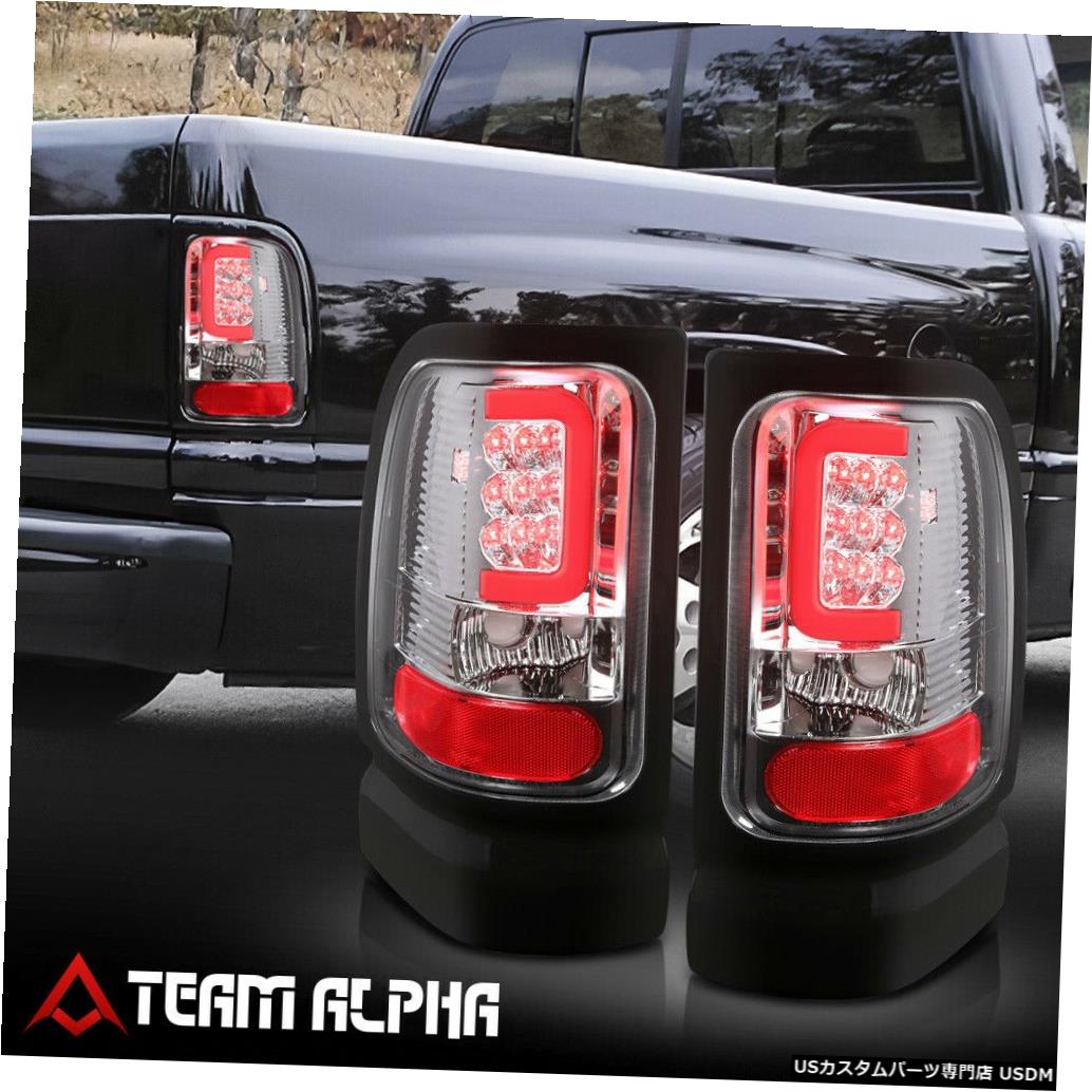 テールライト Fits 1994-2002 Dodge Ram <LED RED C-BAR> Chrome/Clear Brake Lamp Rear Tail Light 【並行輸入品】