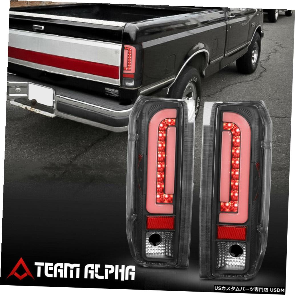 テールライト Fits 1990-1997 F150/F250/Bronco<NEON TUBE LED C-BAR>Black/Clear Tail Light Lamp 【並行輸入品】