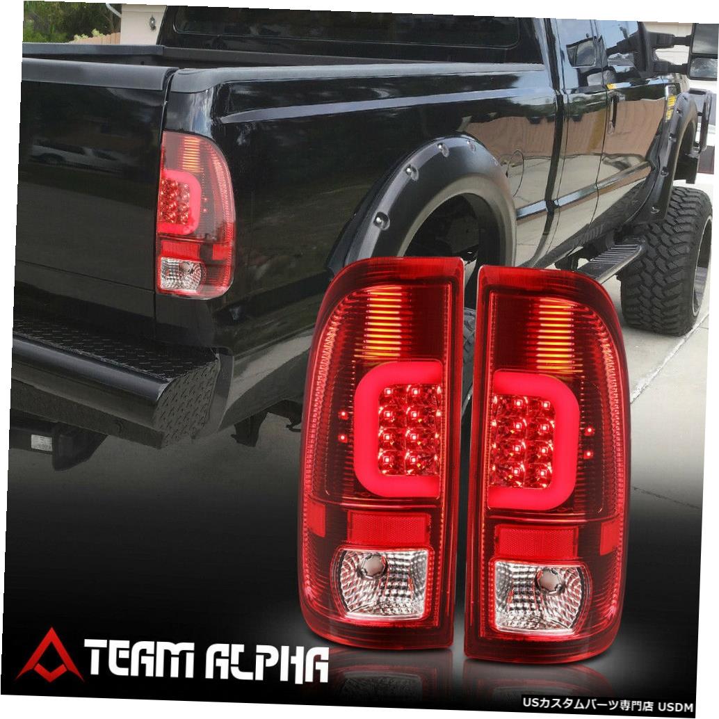 テールライト Fits 2008-2016 F250/F350/F450 SD <RED LED C-BAR> Chrome/Red Rear Tail Light Lamp 【並行輸入品】