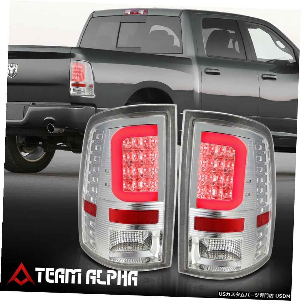 テールライト Fits 2009-2017 Dodge Ram<NEON TUBE LED C-BAR>Chrome/Clear Brake Lamp Tail Light 【並行輸入品】