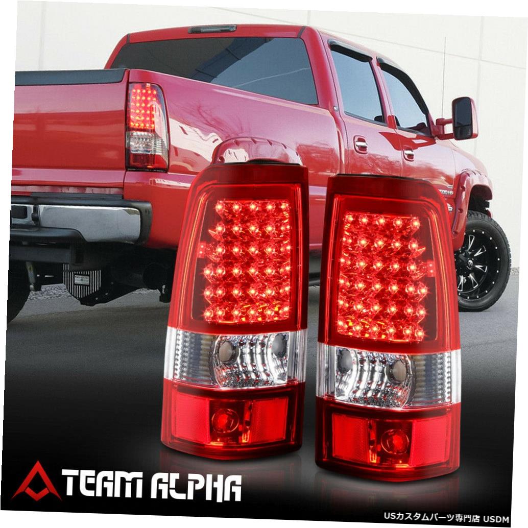 テールライト Fits 2003-2007 Silverado/Sierra Fleetside <LED> Chrome/Red Brake Lamp Tail Light 【並行輸入品】