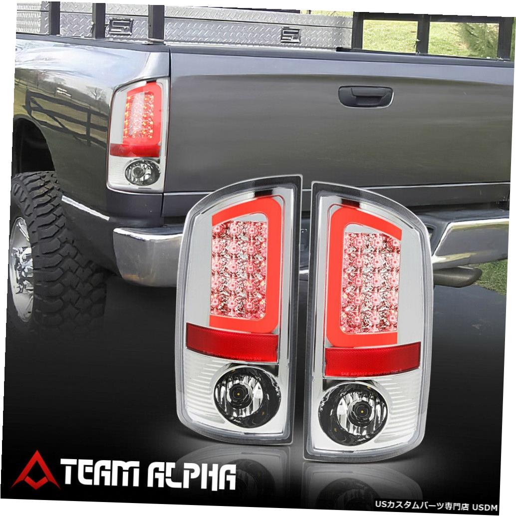 テールライト Fits 2002-2006 Dodge Ram <LED RED C-BAR> Chrome/Clear Brake Lamp Rear Tail Light 【並行輸入品】