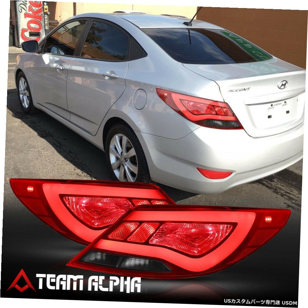 テールライト Fits 2012-2017 Hyundai Accent 4Dr <NEON TUBE LED BAR> Red/Smoke Tail Light Lamp 【並行輸入品】