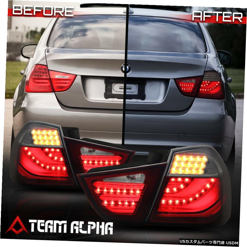 テールライト Fits 2009-2012 BMW E90/E91 3-Series 4Dr <NEON TUBE LED BAR> Red/Smoke Tail Light 【並行輸入品】
