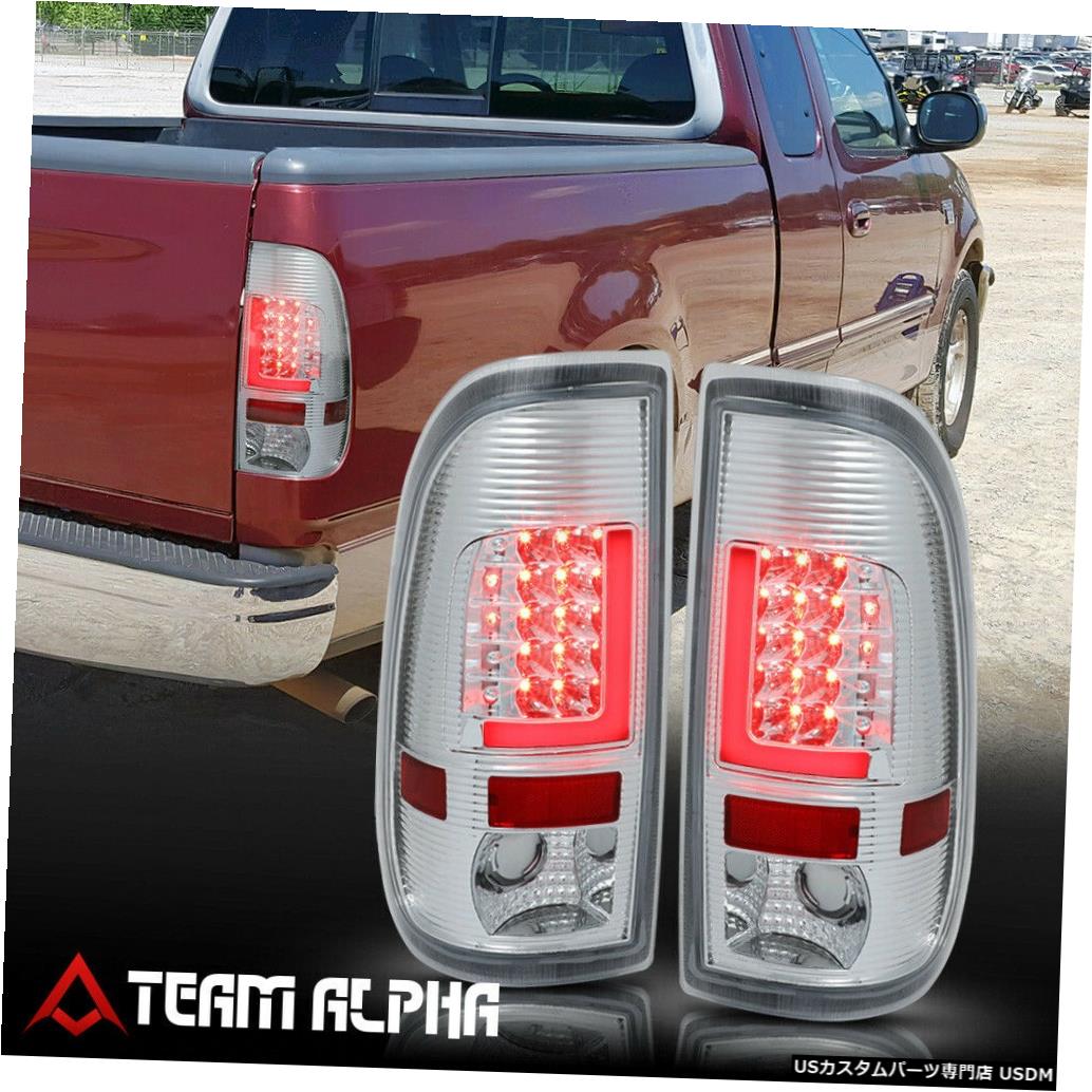 テールライト Fits 1999-2007 F150/F250 Styleside <RED LED L-BAR> Chrome/Clear Tail Light Lamp 【並行輸入品】