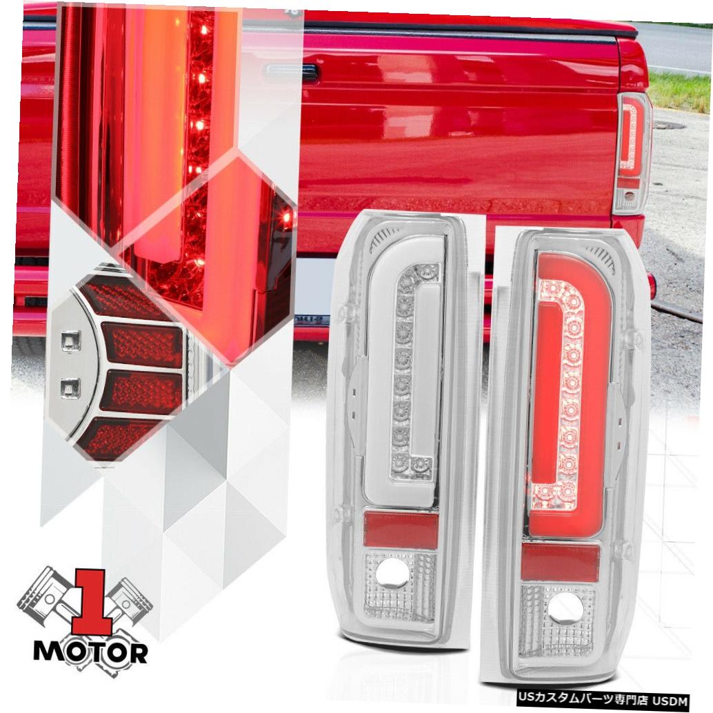 テールライト 90-97 F150 / F250 / Broncoのクロム/クリア*トロンLEDバー*ネオン管テールライトランプ Chrome/Clear *TRON LED BAR* Neon Tube Tail Light Lamp for 90-97 F150/F250/Bronco 【並行輸入品】
