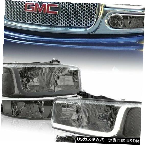 Headlight 01-06 GMCユーコン/デナリ/シエラ用DRL LEDスモークレンズヘッドライト+バンパーランプ DRL LED Smoke Lens Headlights + Bumper Lamps For 01-06 GMC Yukon/Denali/Sierra 【並行輸入品】