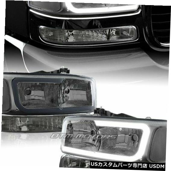 Headlight GMCシエラ/ユーコンXL 1500 2500 G2 DRL LEDスモーククリアヘッドライト+バンパーランプ用 For GMC Sierra/Yukon XL 1500 2500 G2 DRL LED Smoke Clear Headlights+Bumper Lamp 【並行輸入品】