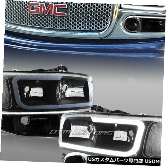 Headlight 2001-2006 GMCユーコン1500デナリG2 DRL LEDブラッククリアヘッドライト+バンパー4PC For 2001-2006 GMC Yukon 1500 Denali G2 DRL LED Black Clear Headlights+Bumper 4PC 【並行輸入品】