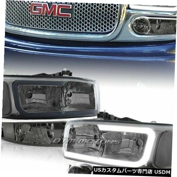 Headlight 2001-2006 GMCユーコン1500デナリDRL LEDブラックスモーククリアヘッドライト+バンパー用 For 2001-2006 GMC Yukon 1500 Denali DRL LED Black Smoke Clear Headlights+Bumper 【並行輸入品】