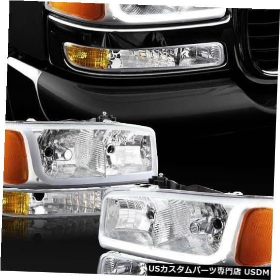 Headlight 1999-2006 GMC Sierra 1500 2500 DRL LEDクロームヘッドライト+バンパー+アンバーリフレクター 1999-2006 GMC Sierra 1500 2500 DRL LED Chrome Headlights +Bumper+Amber Reflector 【並行輸入品】
