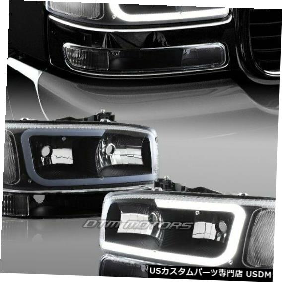 Headlight 1999-2006 GMC Sierra 1500 2500 G2 DRL LEDブラッククリアヘッドライト+バンパー4ピース For 1999-2006 GMC Sierra 1500 2500 G2 DRL LED Black Clear Headlights+Bumper 4PCS 【並行輸入品】